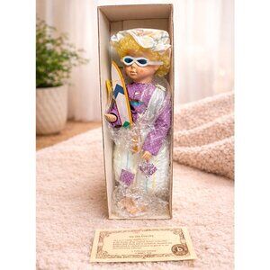 Brinns Limited Edition Clown Doll 1988 August Calendar 14" Surfs Up Summer Korea